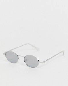 Маленькие овальные солнцезащитные очки в серебристой оправе Bershka - Серебряный