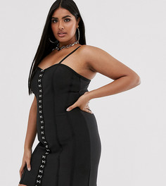 Черное премиум-платье мини в бандажном стиле с застежкой на крючки Missguided Plus - Черный