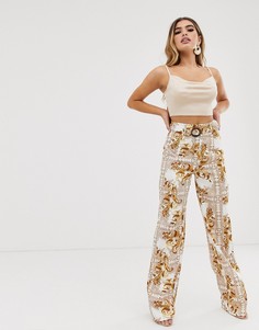 Брюки-палаццо с широкими штанинами и платочным принтом Missguided - Мульти