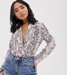 Боди с запахом и змеиным принтом Parisian Petite - Розовый