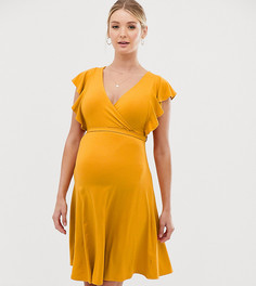 Желтое трикотажное платье с запахом и оборками New Look Maternity - Желтый