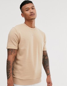 Бежевый свитшот с отворотами на коротких рукавах ASOS DESIGN - Бежевый