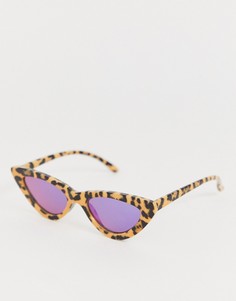 Узкие солнцезащитные очки кошачий глаз с гепардовым принтом AJ Morgan - Бежевый
