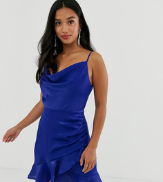 Платье-комбинация мини кобальтового цвета со свободным воротом и запахом Forever New Petite - Синий