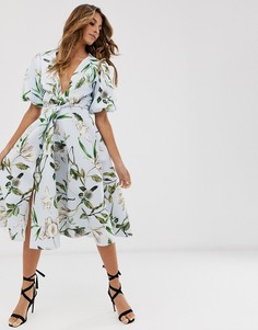 Платье миди для выпускного с цветочным принтом ASOS DESIGN - Мульти