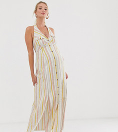 Платье макси на пуговицах в полоску ASOS DESIGN Maternity - Мульти