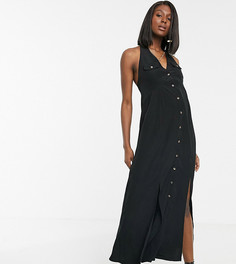 Платье макси на пуговицах с халтером ASOS DESIGN Maternity - Черный
