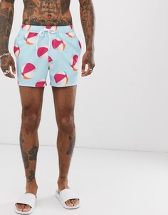 Короткие шорты для плавания с принтом ASOS DESIGN - Зеленый