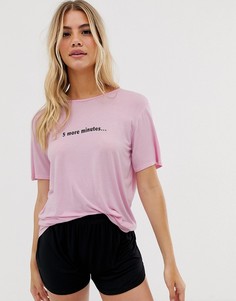 Пижамный комплект с шортами и футболкой с принтом 5 more mins Adolescent Clothing - Розовый