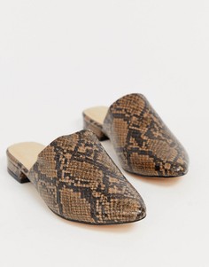 Мюли на плоской подошве с острым носком и змеиной отделкой Truffle Collection - Мульти