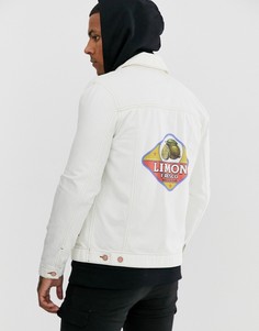 Белая джинсовая куртка классического кроя с принтом сзади ASOS DESIGN - Белый