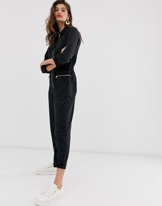 Черный комбинезон с карманами на молнии River Island - Синий
