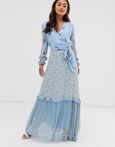 Платье макси из ткани жоржет с комбинированным цветочным принтом Ghost avery - Синий