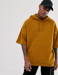 Свободный светло-коричневый худи с короткими рукавами и вставками ASOS DESIGN - Коричневый