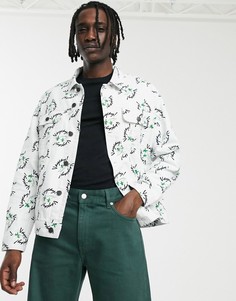 Белая джинсовая куртка со сплошным принтом ASOS DESIGN - Белый