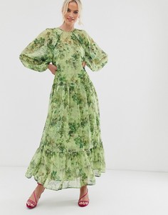 Oversize-платье макси в клетку и с цветочным принтом ASOS EDITION - Мульти