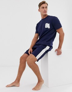 Пижама с футболкой и шортами ASOS DESIGN - Темно-синий