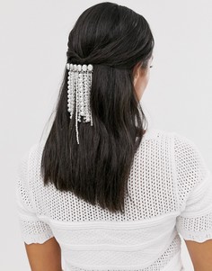 Заколка для волос с подвесками из камней и искусственного жемчуга ASOS DESIGN - Серебряный