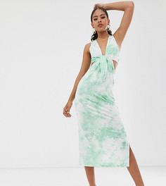 Платье миди с принтом тай-дай и узлом ASOS DESIGN Tall - Мульти