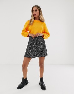 Мини-юбка с цветочным принтом и роговыми пуговицами ASOS DESIGN - Мульти