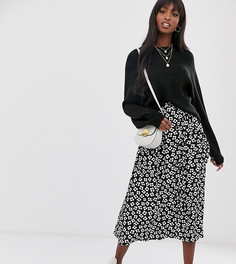Юбка миди с цветочным принтом, пуговицами и карманами ASOS DESIGN Tall - Мульти