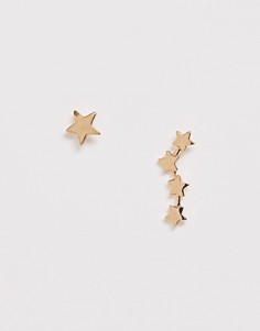 Золотистые серьги-гвоздики с дизайном созвездие Pieces - Золотой