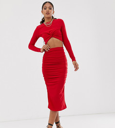 Красная юбка миди со сборками Club L London Tall - Красный
