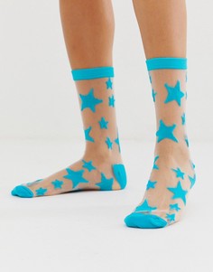 Полупрозрачные носки со звездочками Gipsy - Синий