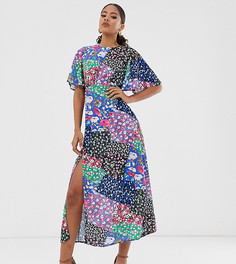 Платье мидакси с разноцветным платочным принтом John Zack Tall - Мульти