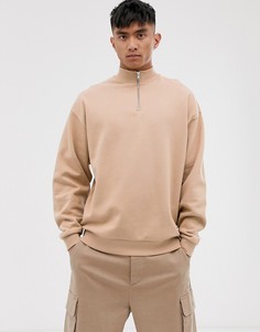 Бежевый oversize-свитшот с молнией ASOS DESIGN - Бежевый