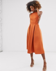 Платье для выпускного миди со складками ASOS DESIGN - Оранжевый