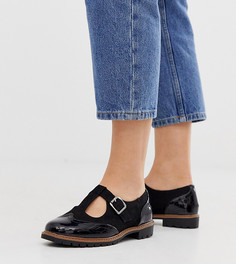 Черные туфли из искусственной замши New Look Wide Fit - Черный