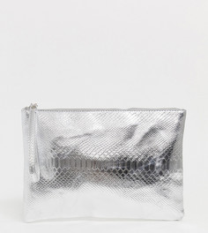 Серебристый клатч с отделкой под змеиную кожу эксклюзивно от South Beach - Серебряный