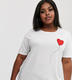 Свободная футболка с принтом воздушного шарика-сердца Wednesdays Girl Curve - Белый