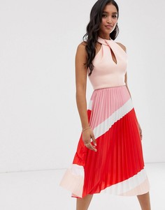 Платье-халтер миди в стиле колор блок ASOS DESIGN - Мульти