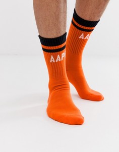 Оранжевые носки в рубчик с логотипом AAPE By A Bathing Ape - Оранжевый