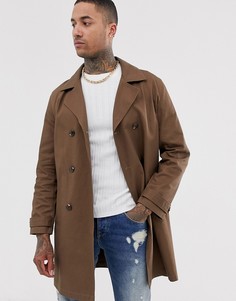 Двубортный тренч ASOS DESIGN - Коричневый