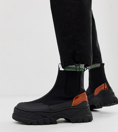 Черные ботинки челси для широкой стопы с массивной подошвой и отделкой неоновой расцветки ASOS DESIGN - Черный