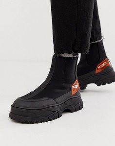 Черные ботинки челси с массивной подошвой и отделкой неоновой расцветки ASOS DESIGN - Черный