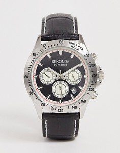 Часы с хронографом и черным кожаным ремешком Sekonda эксклюзивно для ASOS - Черный