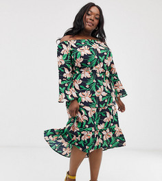 Топ с открытыми плечами и тропическим принтом AX Paris Plus - Мульти