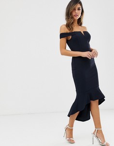 Облегающее платье с асимметричным краем AX Paris - Темно-синий