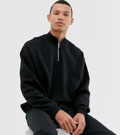 Черный свитшот-oversize с молнией на вороте ASOS DESIGN Tall - Черный