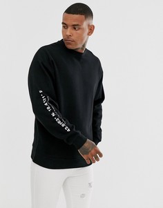 Oversize-свитшот с принтом на рукавах ASOS DESIGN - Черный
