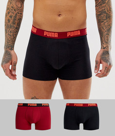Комплект из 2 бордовых боксеров Puma - Красный