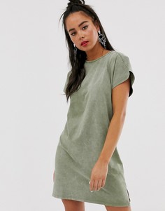 Платье-футболка цвета хаки Bershka - Зеленый