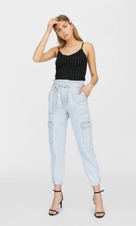 Топ из прозрачной ткани в полоску Stradivarius