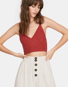 Бюстгальтер бралетт с кружевом кроше Stradivarius