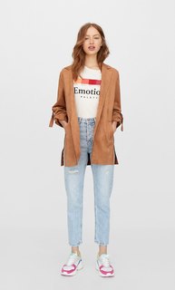 Тренч струящегося кроя из искусственной замши Stradivarius