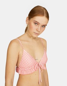 Топ бикини в клетку виши Stradivarius